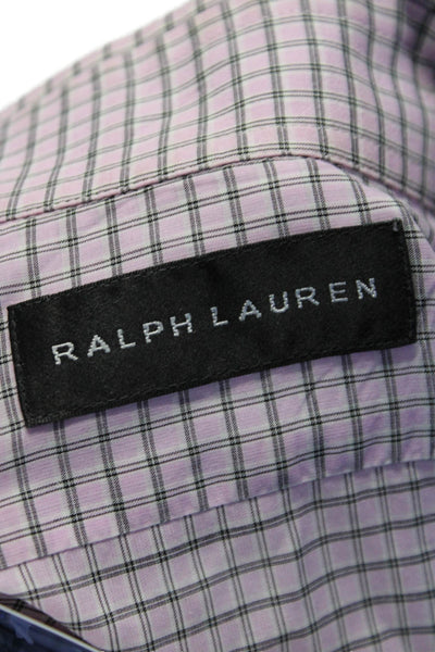 Ralph Lauren Black Label Mens Plaid Button Down Shirt Pink Black Size 15.5