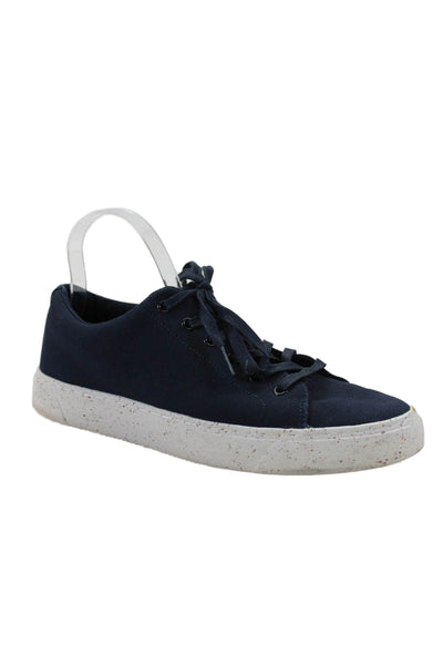 J Crew Mens Round Toe Lace Up Low Top Fashion Sneakers Navy Size 9