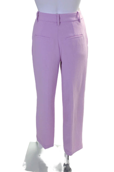 Wilfred Womens Pleated Hook & Eye High Rise Straight Leg Dress Pants Pink Size 0