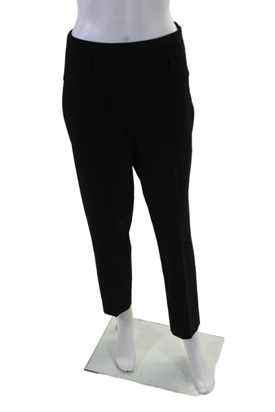 Peserico Womens Black High Rise Pleated Straight Leg Dress Pants Size 30