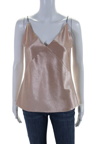 Vince Womens Metallic Pink V-Neck Sleeveless Camisole Top Size S