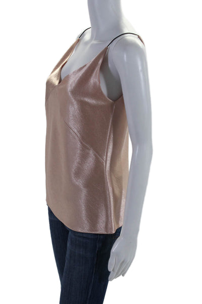 Vince Womens Metallic Pink V-Neck Sleeveless Camisole Top Size S