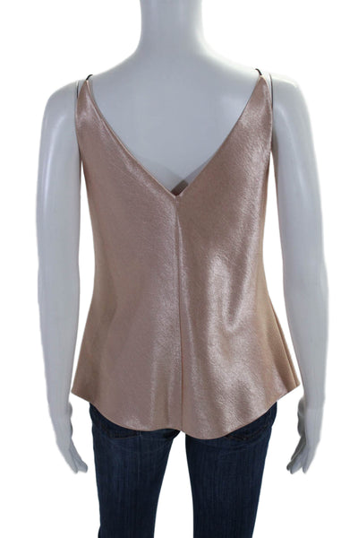 Vince Womens Metallic Pink V-Neck Sleeveless Camisole Top Size S