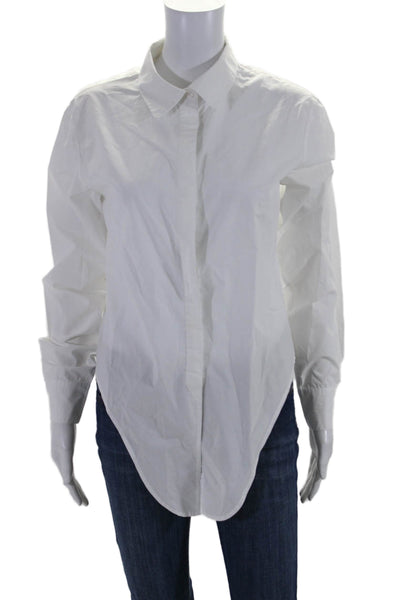 St. Roche Womens Cotton White Front Tie Long Sleeve Button Down Shirt Size S