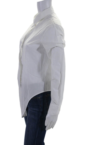 St. Roche Womens Cotton White Front Tie Long Sleeve Button Down Shirt Size S