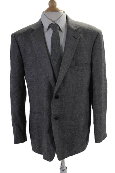 Sartoria Tosi Mens Two Button Long Sleeves Blazer Jacket Gray Wool Size 46 Regul