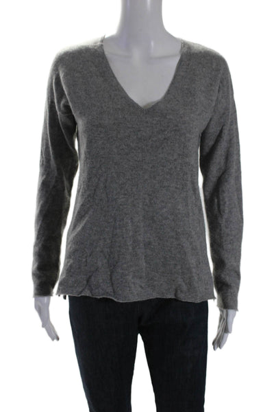 Zadig & Voltaire Womens Long Sleeve V Neck Graphic Pullover Sweater Gray Size M