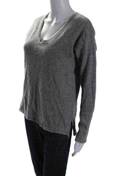 Zadig & Voltaire Womens Long Sleeve V Neck Graphic Pullover Sweater Gray Size M