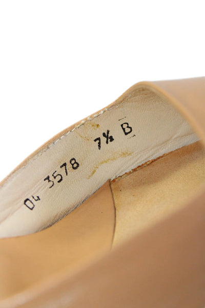 Martinez Valero Womens Leather Pointed Toe Slide On Heels Mules Beige Size 7.5B