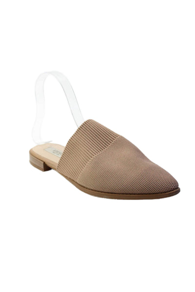 Steven Womens Stretch Knit Pointed Toe Slide On Flats Mules Beige Size 7.5