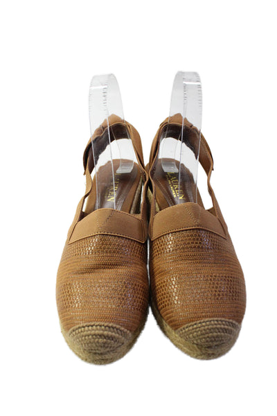 Lauren Ralph Lauren Womens Cotton Slingback Wedge Espadrilles Brown Size 7.5US