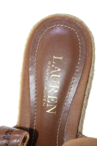 Lauren Ralph Lauren Womens Cotton Slingback Wedge Espadrilles Brown Size 7.5US