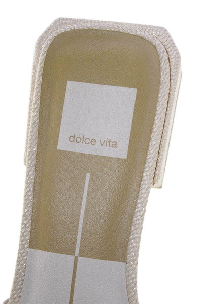 Dolce Vita Womens Woven Open Toe Low Heel Slip On Slides Sandals Beige Size 8US