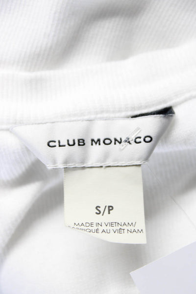Club Monaco Women's Round Neck Short Sleeves Ribbed Blouse White Size S