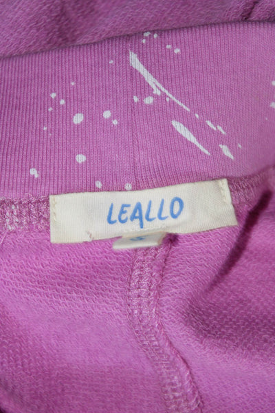 Leallo Womens Cotton Spotted Print Zipped Hooded Jacket Shorts Set Pink Size S