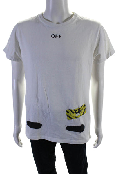 Off White Mens Short Sleeves Tee Shirt White Cotton Size Extra Extra Small