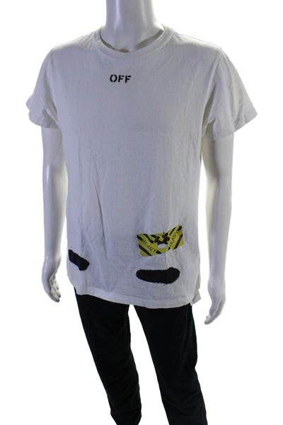 Off White Mens Short Sleeves Tee Shirt White Cotton Size Extra Extra Small