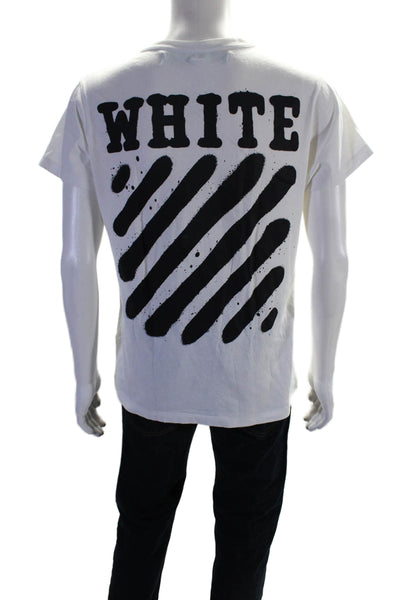 Off White Mens Short Sleeves Tee Shirt White Cotton Size Extra Extra Small