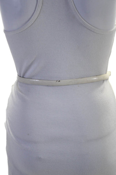 Gucci Womens Leather Silver Tone Skinny Button Closure Belt White Size 32