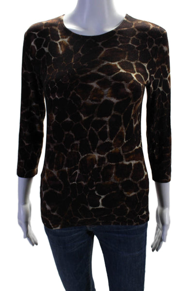 Leggiadro Womens Long Sleeve Spotted Print Blouse Brown Size 1