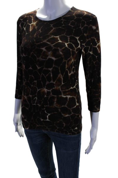 Leggiadro Womens Long Sleeve Spotted Print Blouse Brown Size 1