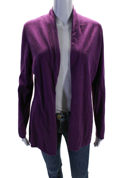 J. Mclaughlin Womens Cotton Open Front Long Sleeve Cardigan Purple Size S