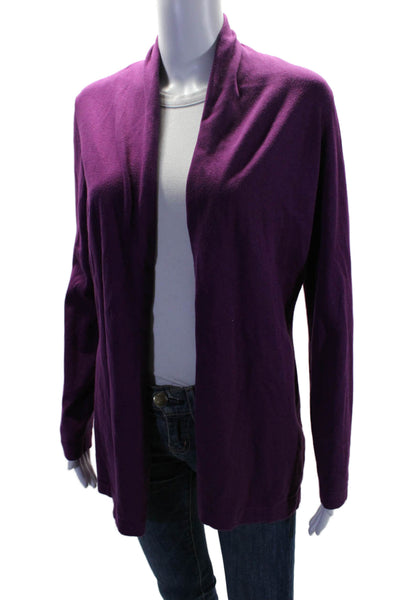 J. Mclaughlin Womens Cotton Open Front Long Sleeve Cardigan Purple Size S