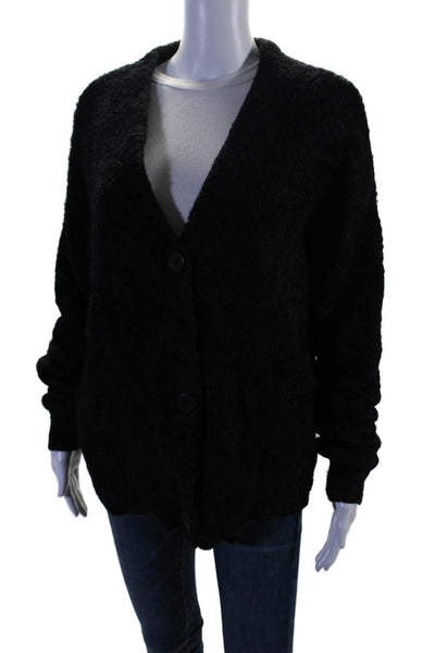 Bella Dahl Womens V-Neck Long Sleeve Button Up Cardigan Sweater Black Size L