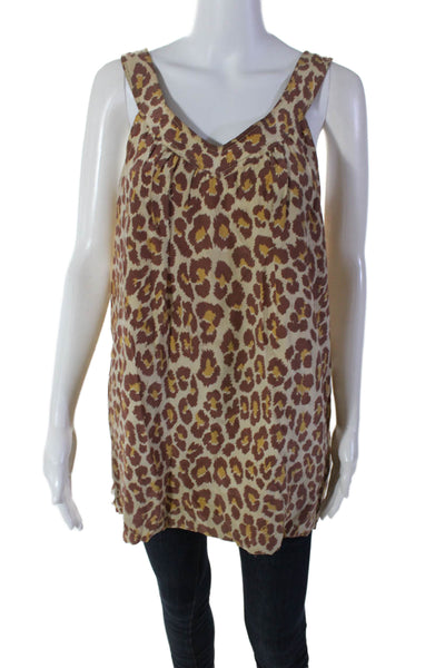 Marc By Marc Jacobs Womens Brown Leopard Print V-Neck Sleeveless Tunic Top SizeS