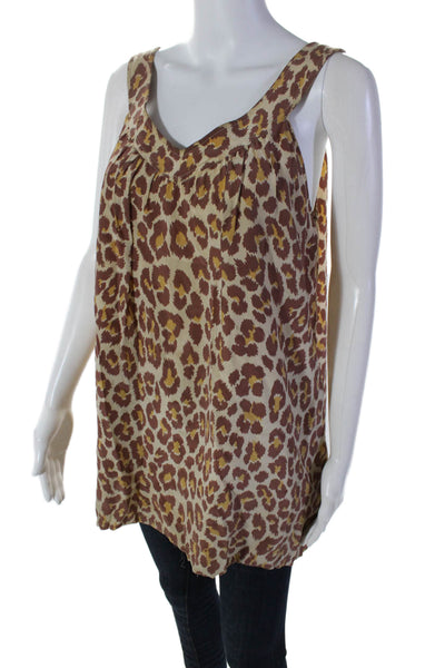 Marc By Marc Jacobs Womens Brown Leopard Print V-Neck Sleeveless Tunic Top SizeS