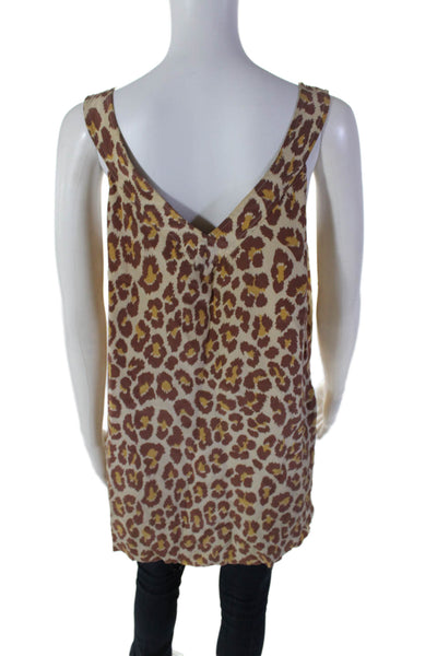 Marc By Marc Jacobs Womens Brown Leopard Print V-Neck Sleeveless Tunic Top SizeS