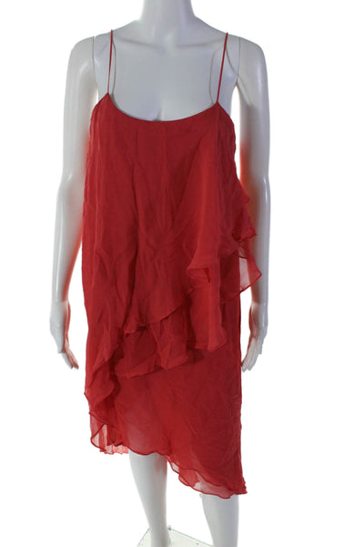 Haute Hippie Womens Bright Red Layered Hi-Low Asymmetric Dress Size S