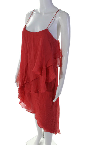 Haute Hippie Womens Bright Red Layered Hi-Low Asymmetric Dress Size S