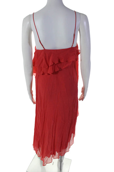 Haute Hippie Womens Bright Red Layered Hi-Low Asymmetric Dress Size S