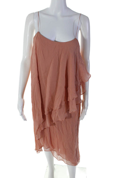 Haute Hippie Womens Orange Layered Scoop Neck Sleeveless Shift Dress Size S