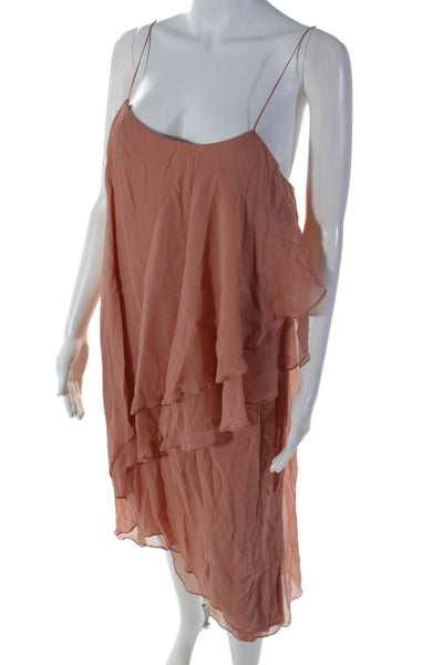 Haute Hippie Womens Orange Layered Scoop Neck Sleeveless Shift Dress Size S