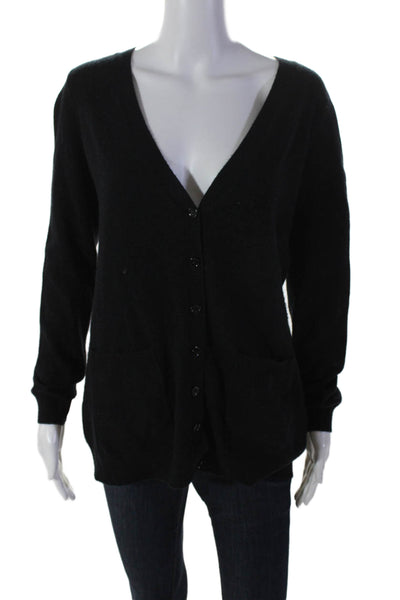 Cashmere By Bloomingdales Womens Long Sleeve Knit Button Cardigan Black Size M