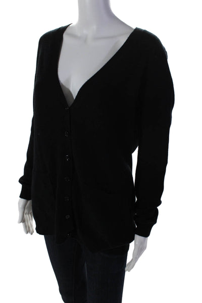 Cashmere By Bloomingdales Womens Long Sleeve Knit Button Cardigan Black Size M