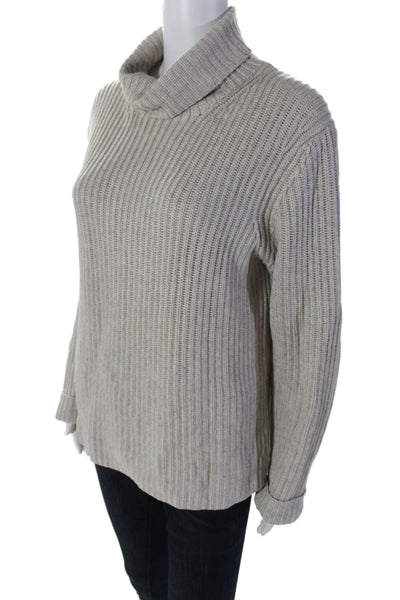 MAG By Magaschoni Womens Turtleneck Long Sleeve Thick Knit Sweater Beige Size L