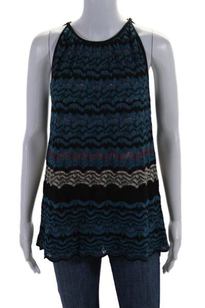 M Missoni Womens Striped Sleeveless Shell Sweater Blue Black Size Small