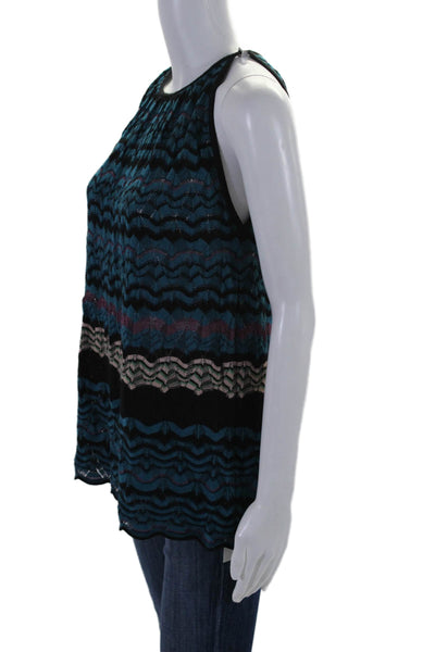 M Missoni Womens Striped Sleeveless Shell Sweater Blue Black Size Small