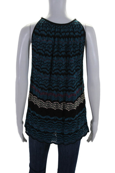 M Missoni Womens Striped Sleeveless Shell Sweater Blue Black Size Small