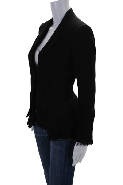 Elizabeth and James Womens Single Button Blazer Jacket Black Wool Size 0