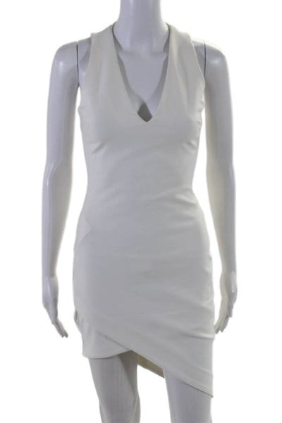 Elizabeth and James Womens V Neck Sleeveless Asymmetrical Dress White Size 0