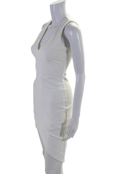 Elizabeth and James Womens V Neck Sleeveless Asymmetrical Dress White Size 0