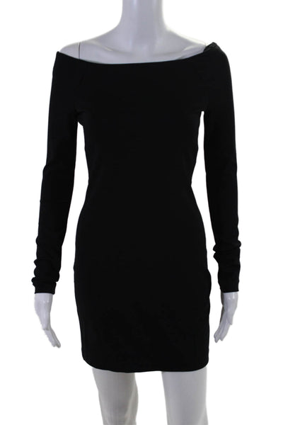 The Row Womens Long Sleeves Off The Shoulder Body Con Dress Black Size Extra Sma