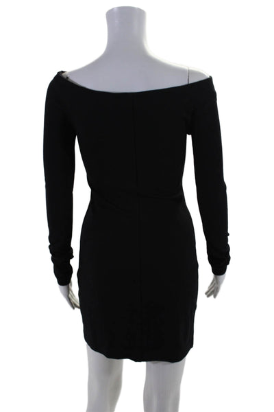 The Row Womens Long Sleeves Off The Shoulder Body Con Dress Black Size Extra Sma