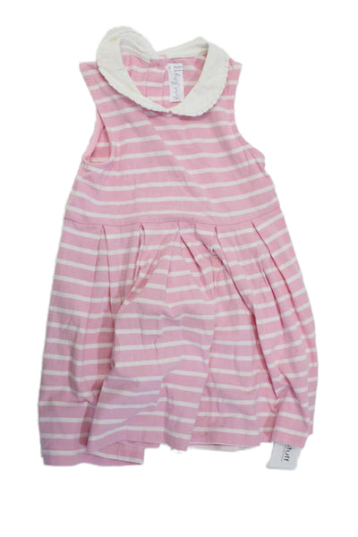 Rachel Riley Childrens Girls Striped Pleated A Line Dress Pink White Size 4