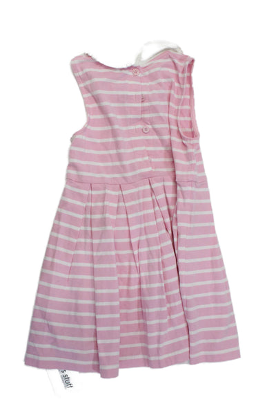 Rachel Riley Childrens Girls Striped Pleated A Line Dress Pink White Size 4