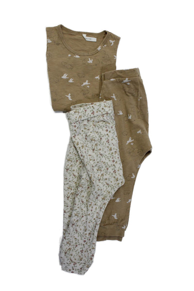 Rylee & Cru Childrens Girls Floral Print Pajama Pants White Brown Size 2-3 Lot 2